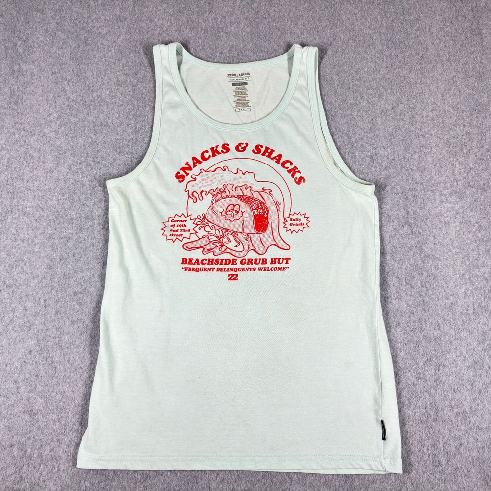 Billabong Tank Top Shirt S Tailored Fit Unisex Adult Blue Taco Surf Snack Shack